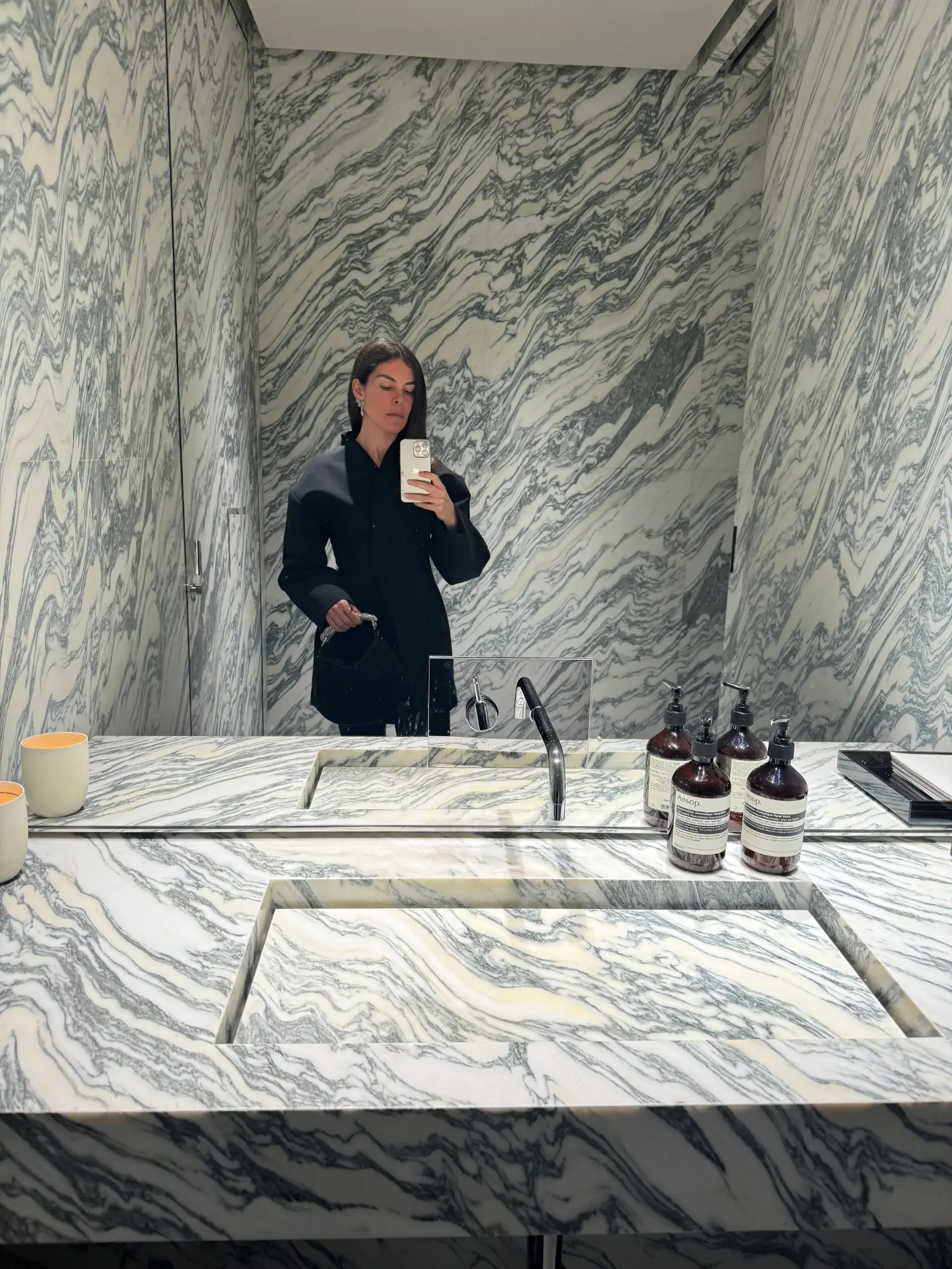 Caroline Ghosn with marble materials