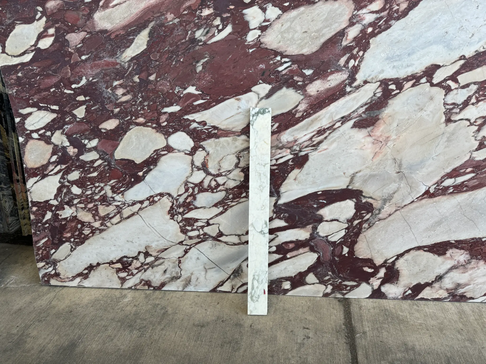Burgundy and cream marble