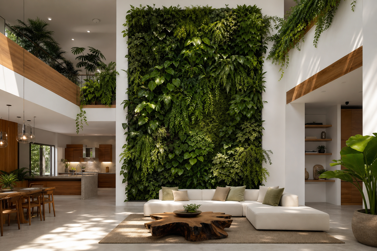 Biophilic design with living plants